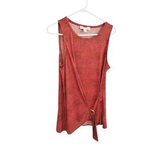 Michael Kors Womens Shirt Orange Blue Geometric Tank Top Sz Large